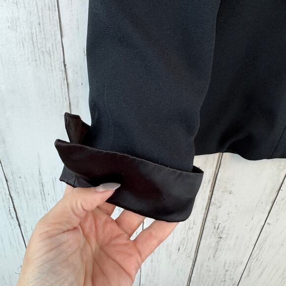 VTG Cache Black Satin Lapel Backless Tuxedo Jacket Blazer Top Size Medium - Picture 2 of 16